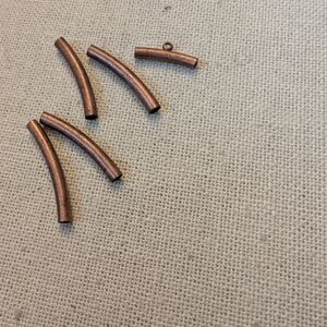 Curved Copper Tube Beads - Set of 5 #4